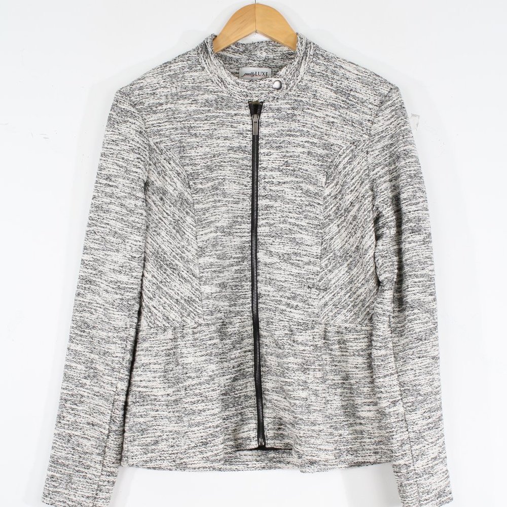 SOLD OUT!! PrettyLUXE Nubby French Terry Peplum Zip Up Jacket